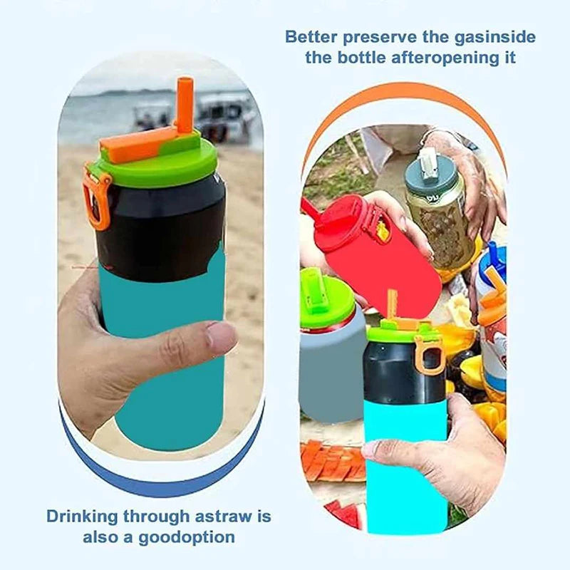 Silicone Soda Can Lids & Straws – BPA-Free, Reusable Can Covers for Beer & Soft Drinks, Jar Cap Accessories"